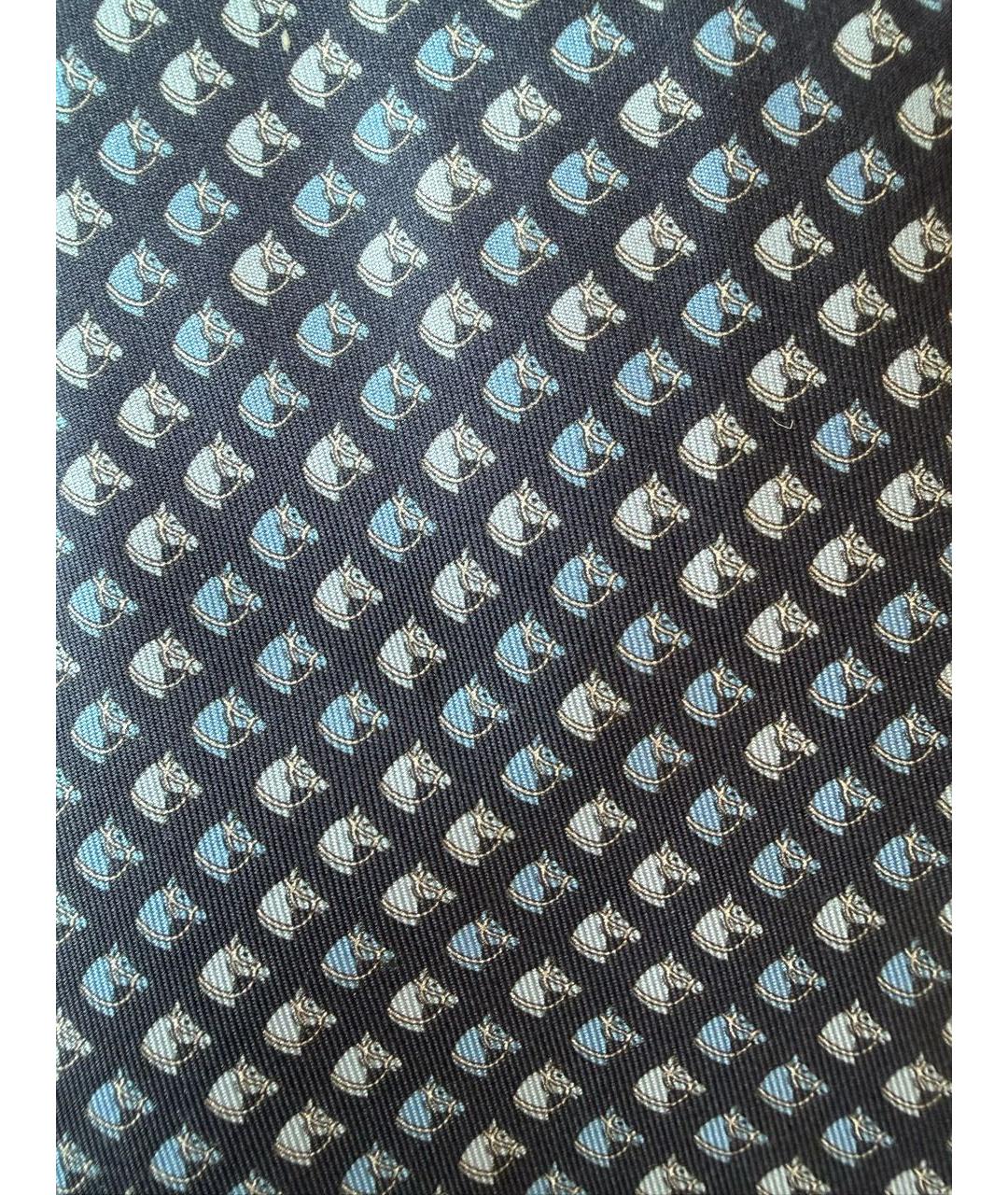 HERMES Синий шелковый галстук, фото 4