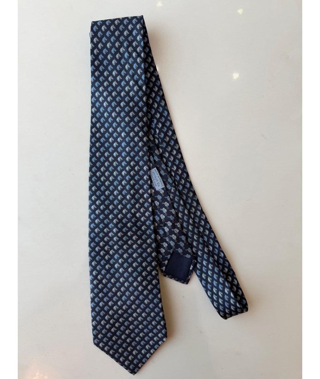 HERMES Синий шелковый галстук, фото 2