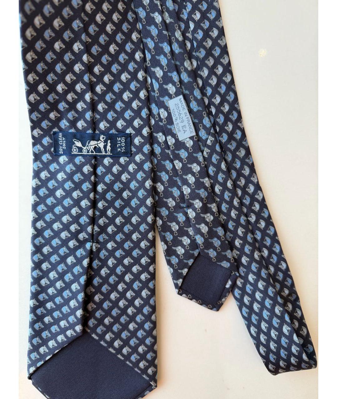 HERMES Синий шелковый галстук, фото 3