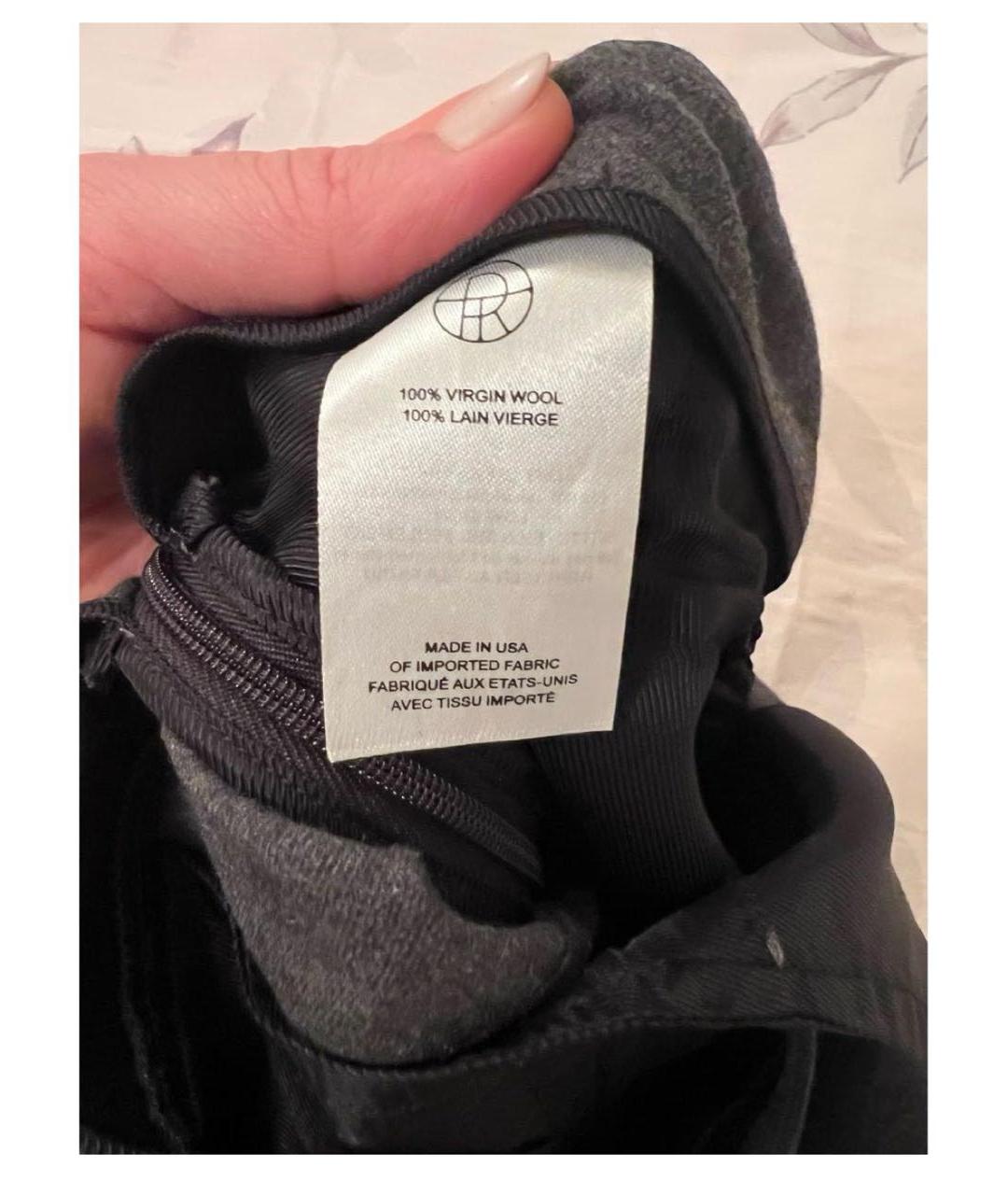THE ROW Антрацитовые шерстяные прямые брюки, фото 3