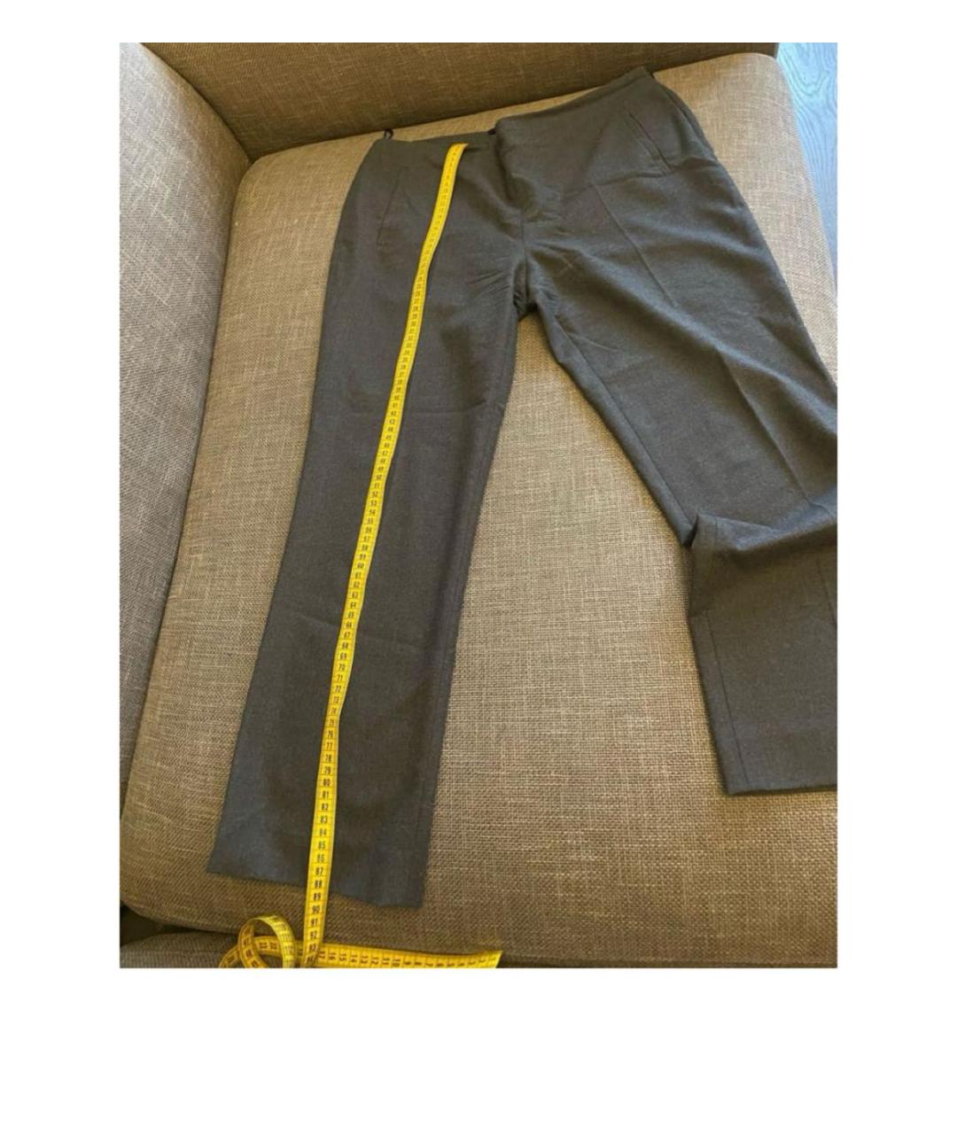 THE ROW Антрацитовые шерстяные прямые брюки, фото 5