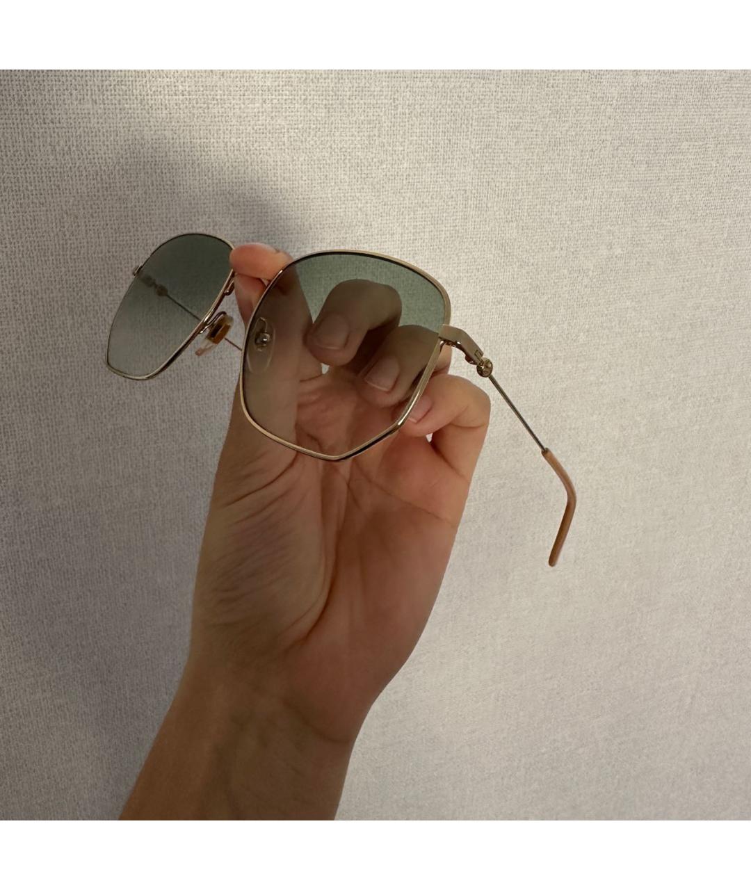 GUCCI Бежевые металлические солнцезащитные очки, фото 3