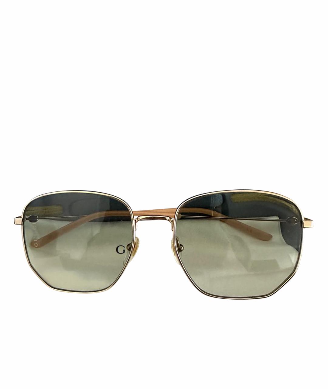 GUCCI Бежевые металлические солнцезащитные очки, фото 1