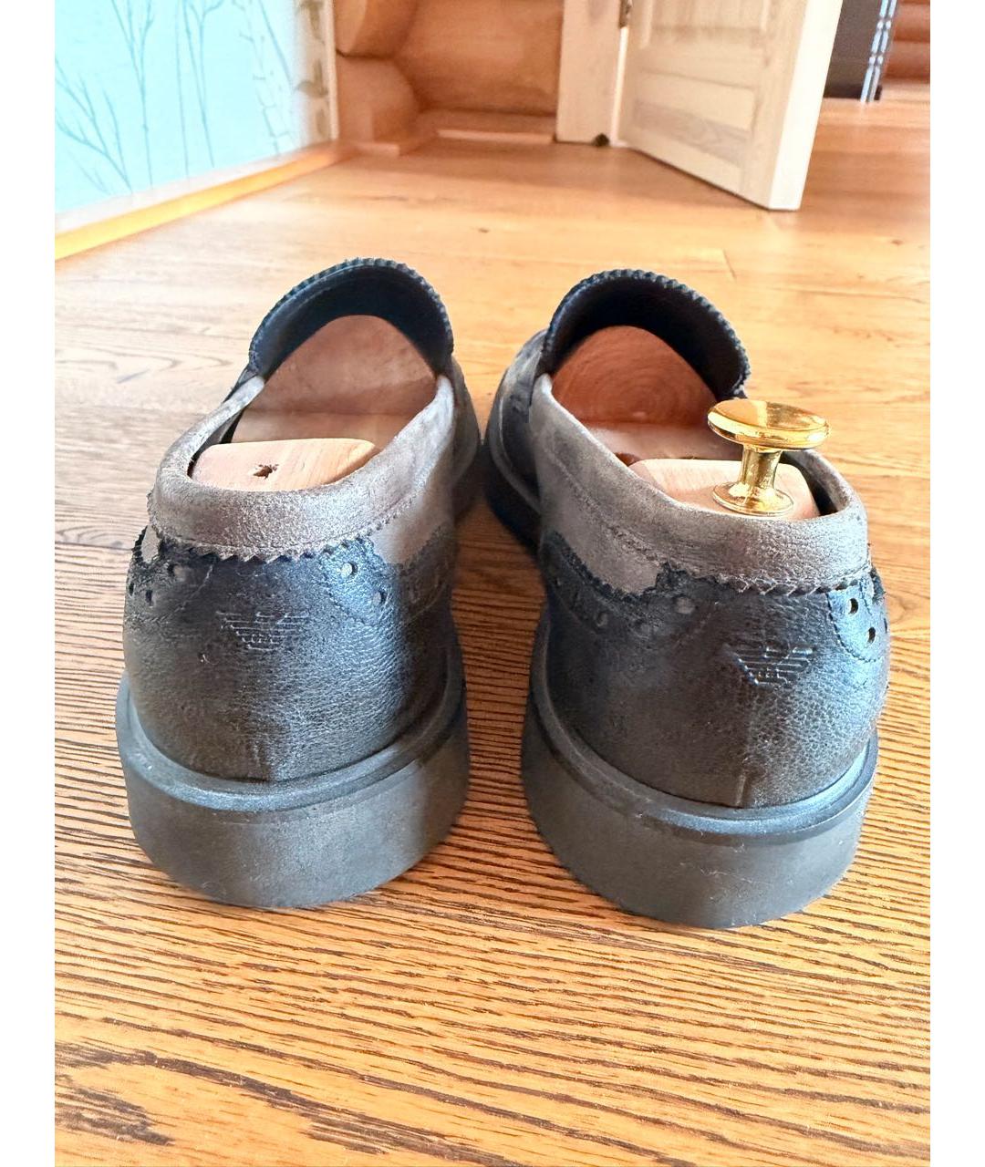 EMPORIO ARMANI Коричневые кожаные лоферы, фото 4