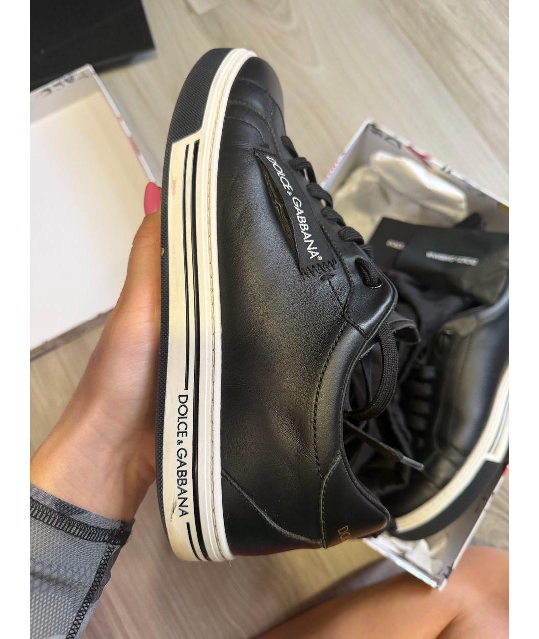 DOLCE&GABBANA Черные кожаные низкие кроссовки / кеды, фото 5