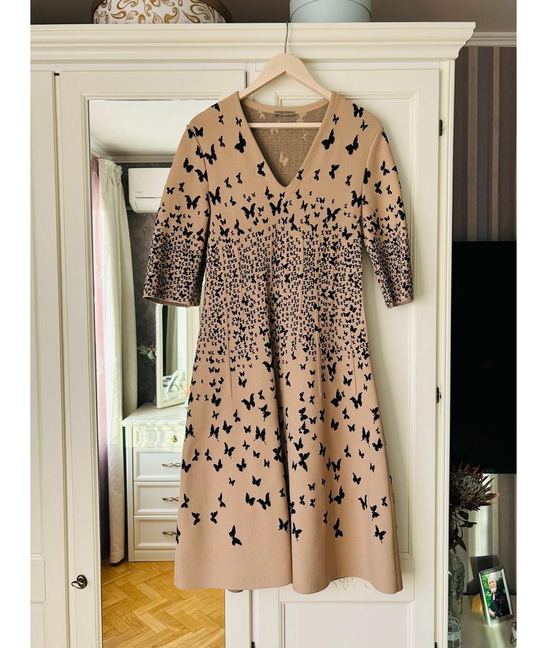 BOTTEGA VENETA Бежевое вискозное повседневное платье, фото 7