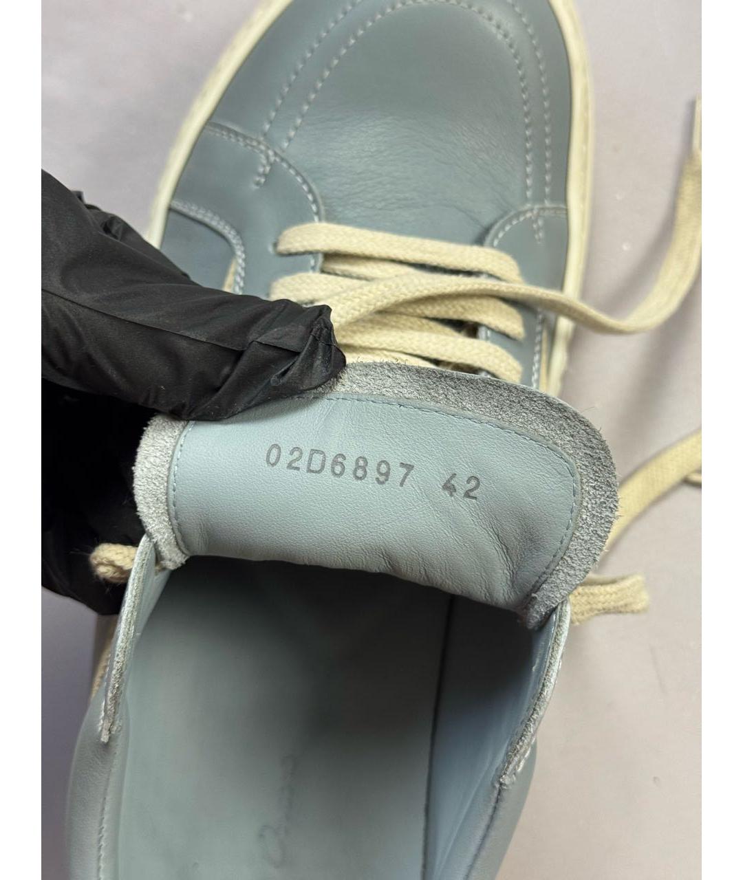 RICK OWENS Голубые кожаные низкие кроссовки / кеды, фото 8