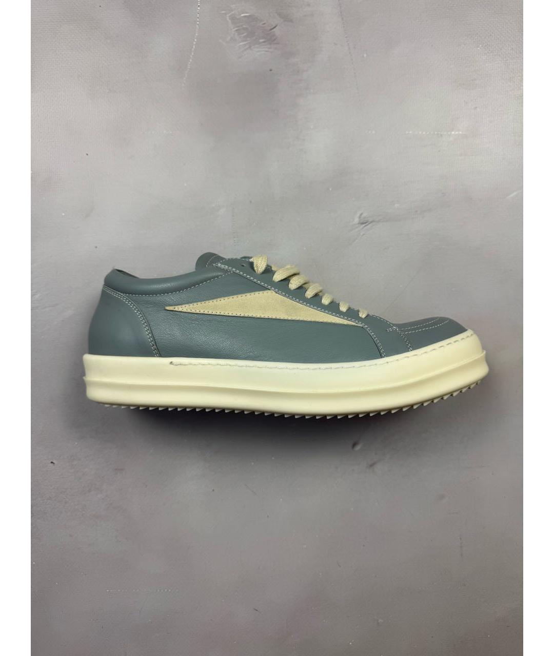 RICK OWENS Голубые кожаные низкие кроссовки / кеды, фото 9