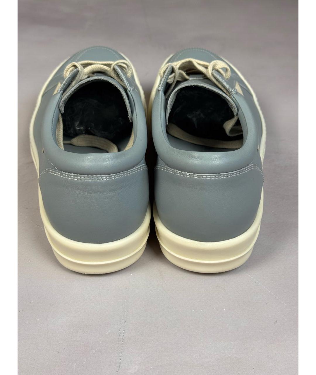 RICK OWENS Голубые кожаные низкие кроссовки / кеды, фото 4