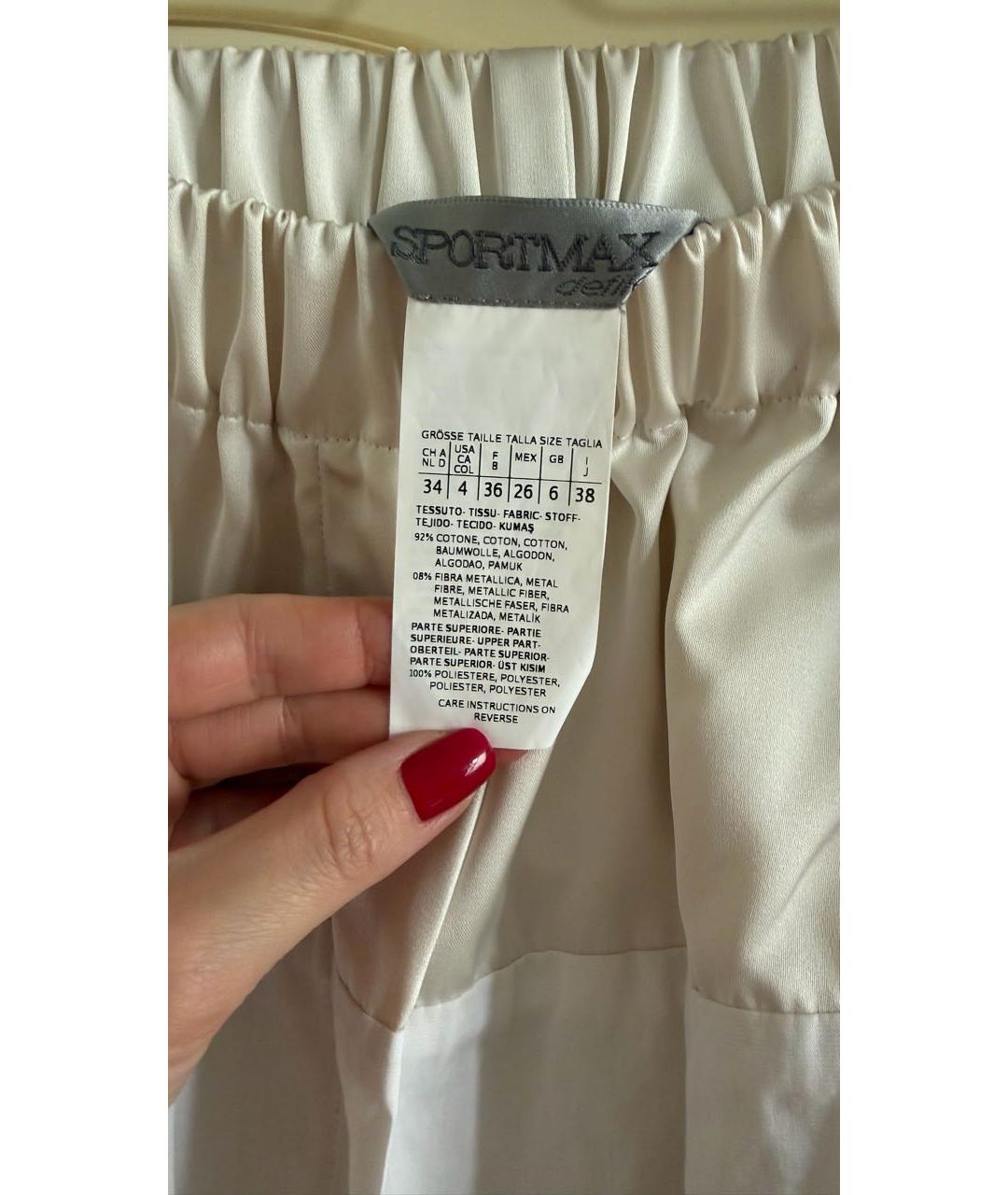 SPORTMAX Бежевые хлопковые брюки широкие, фото 6