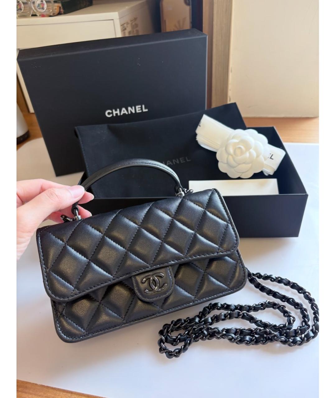 CHANEL Черная кожаная сумка через плечо, фото 2