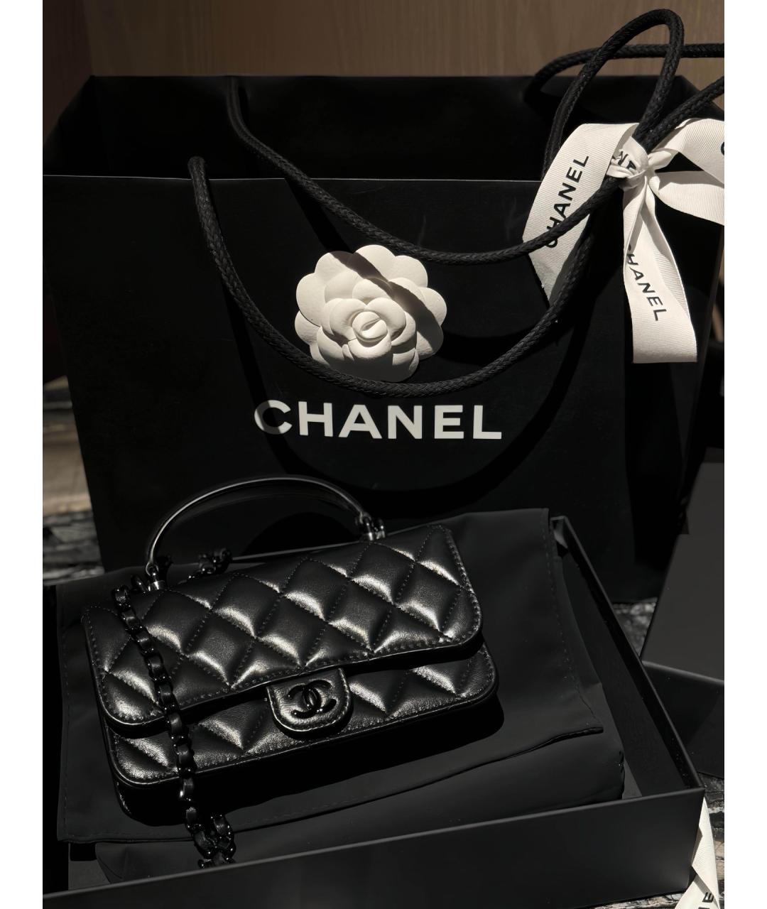 CHANEL Черная кожаная сумка через плечо, фото 9