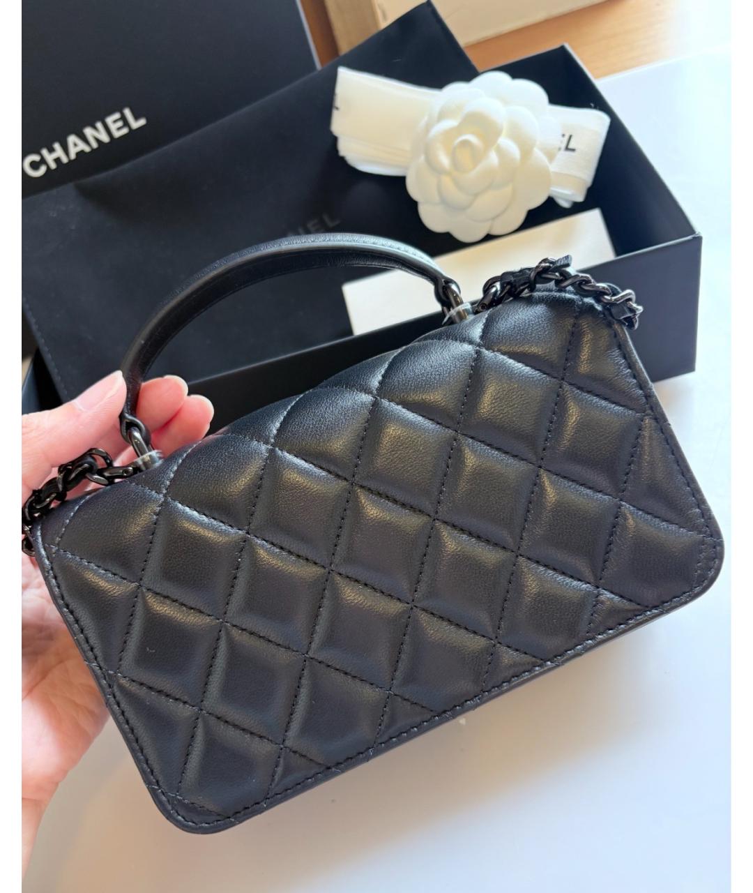 CHANEL Черная кожаная сумка через плечо, фото 8