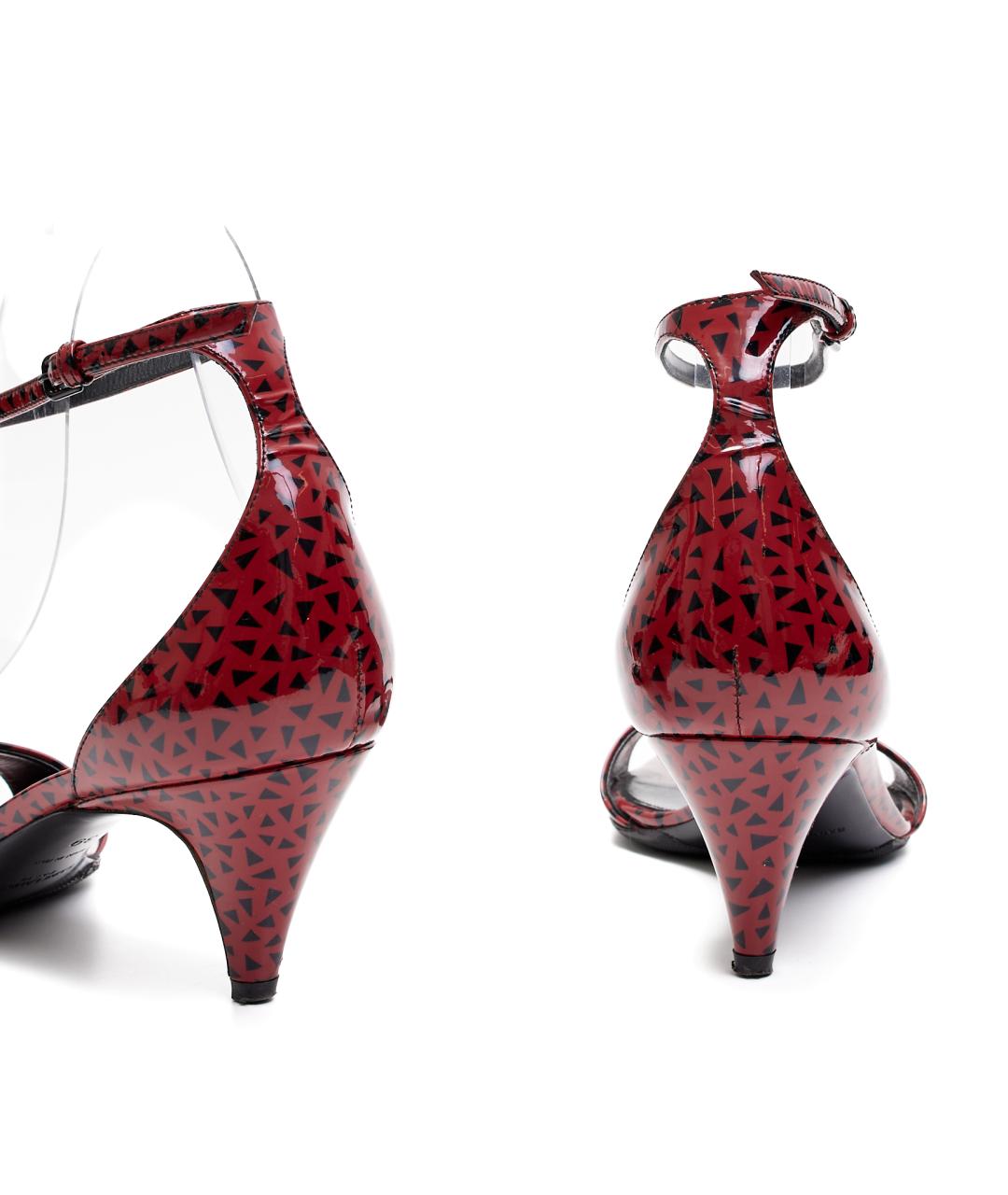 SAINT LAURENT Красные кожаные босоножки, фото 3