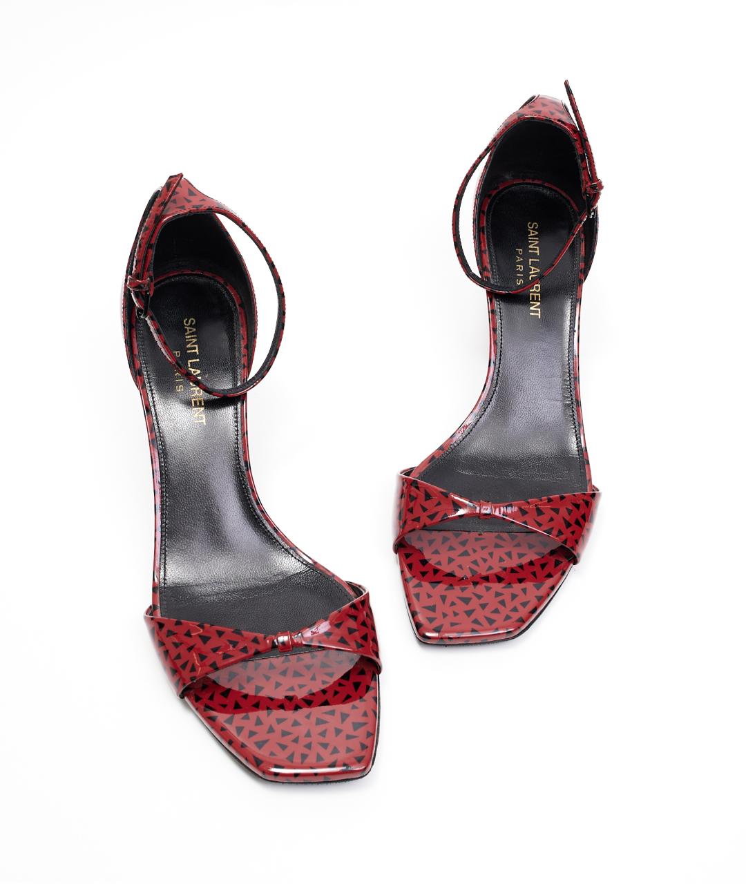 SAINT LAURENT Красные кожаные босоножки, фото 4