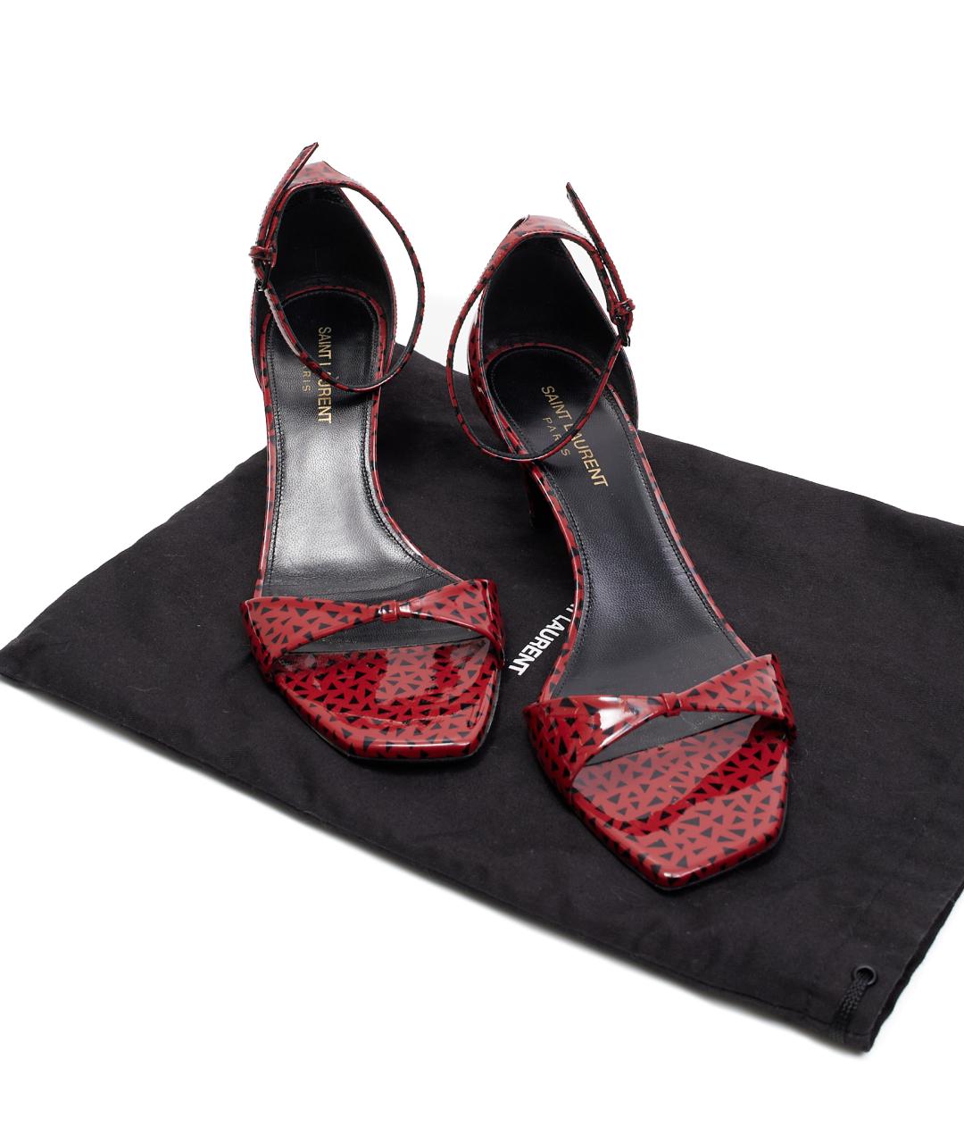 SAINT LAURENT Красные кожаные босоножки, фото 6