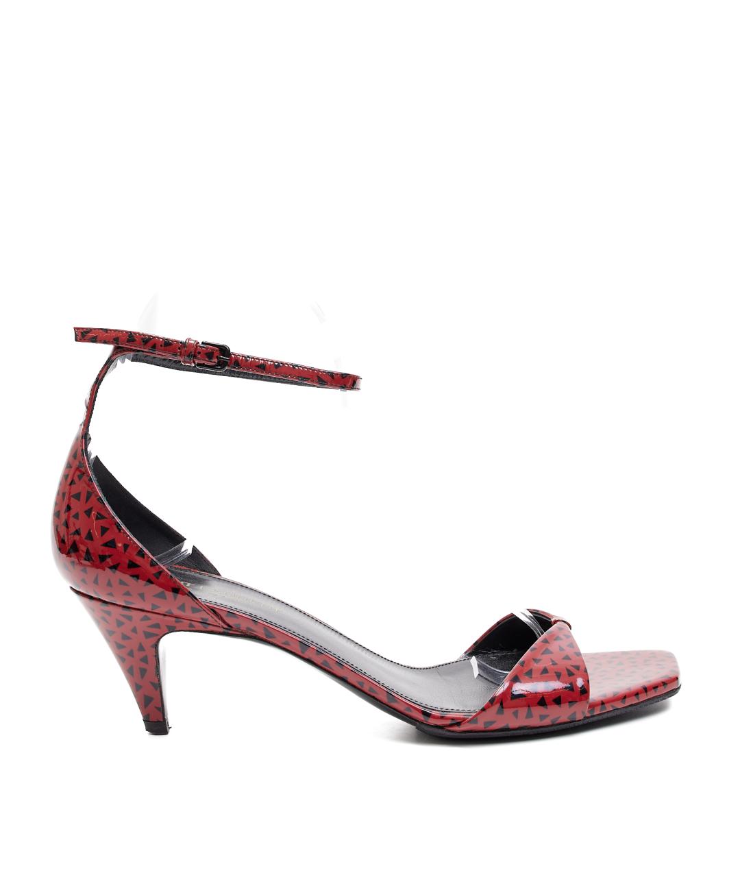 SAINT LAURENT Красные кожаные босоножки, фото 7