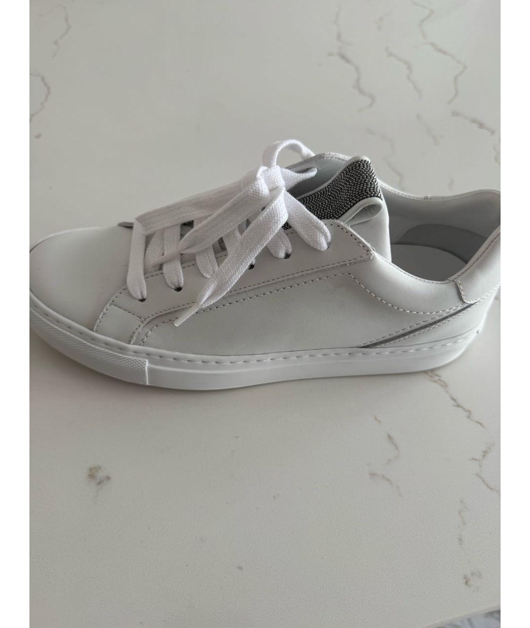 BRUNELLO CUCINELLI Белые кожаные слипоны, фото 5