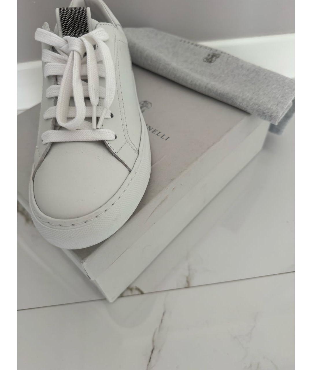 BRUNELLO CUCINELLI Белые кожаные слипоны, фото 2