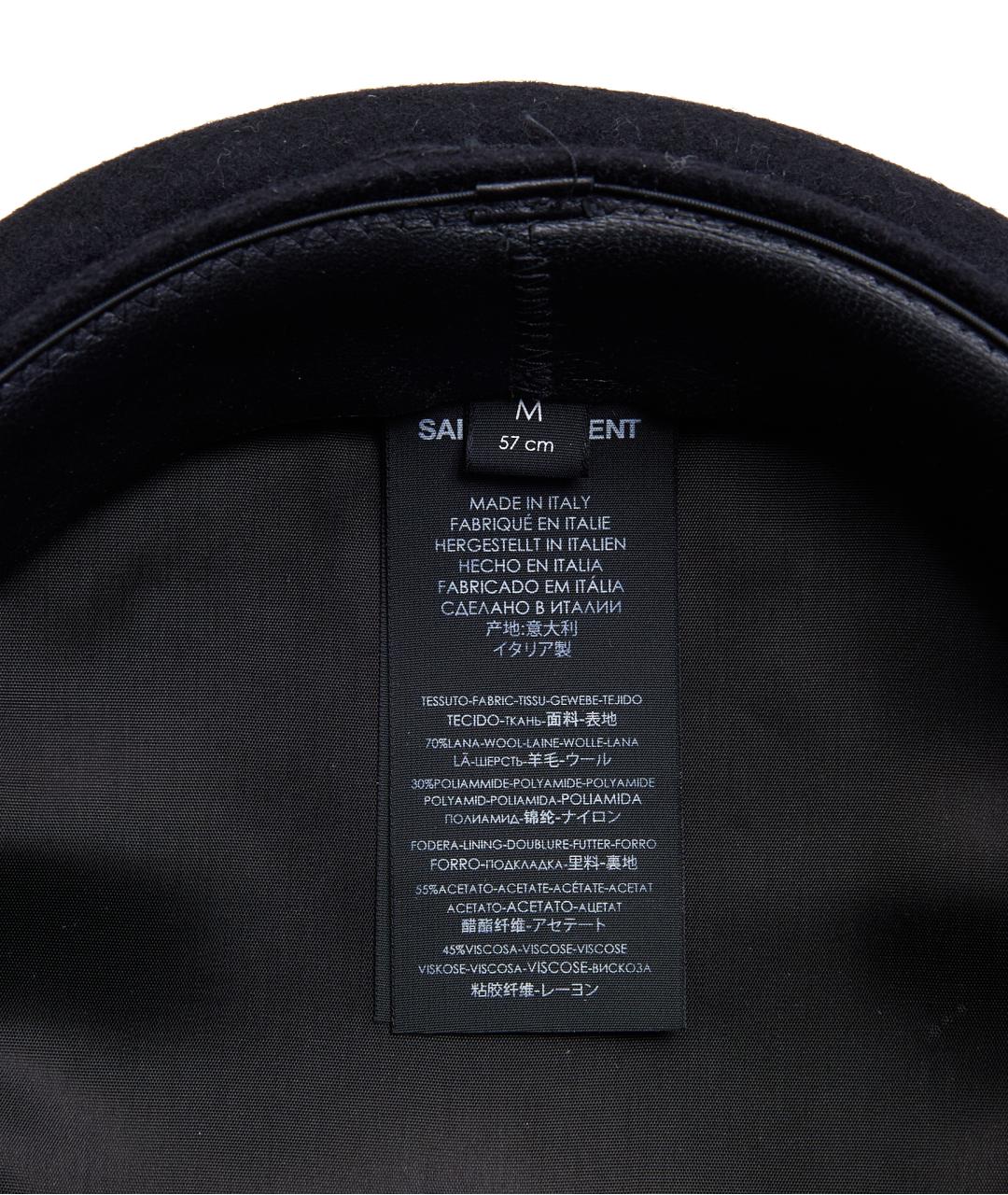 SAINT LAURENT Черная шерстяная кепка, фото 4