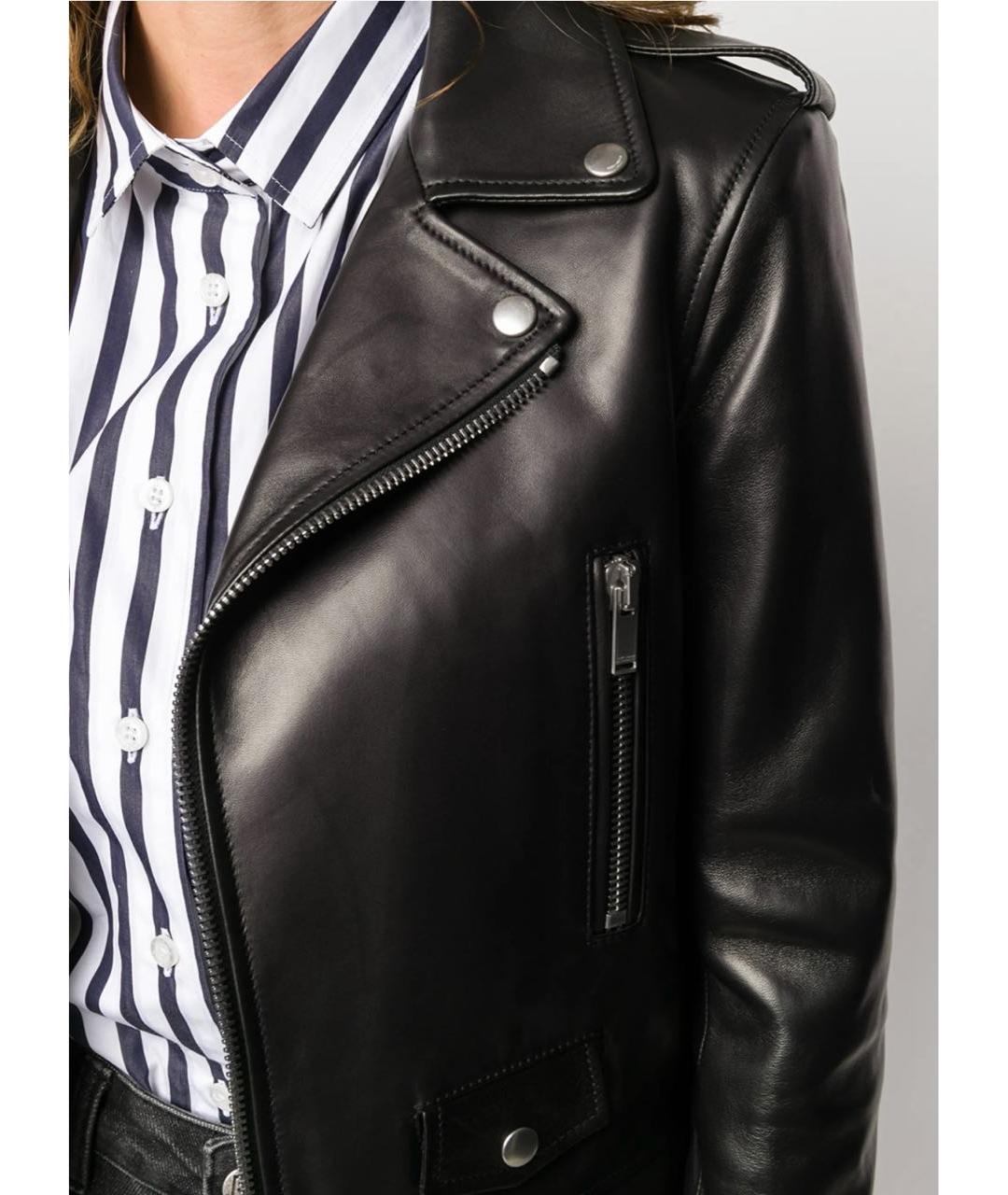 SAINT LAURENT Черная кожаная куртка, фото 4