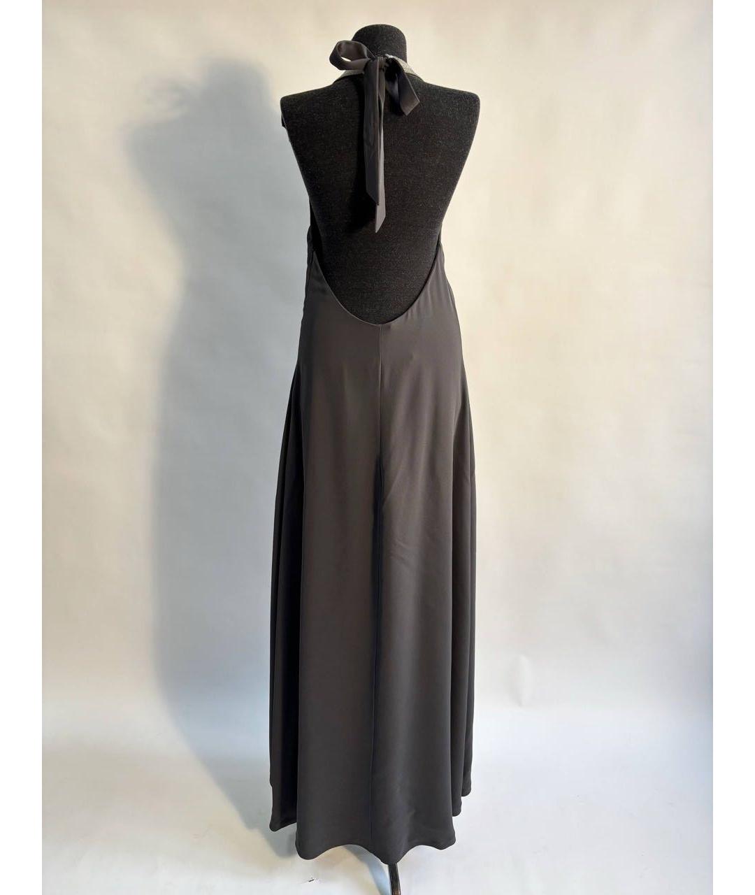 BRUNELLO CUCINELLI Антрацитовое шелковое повседневное платье, фото 2