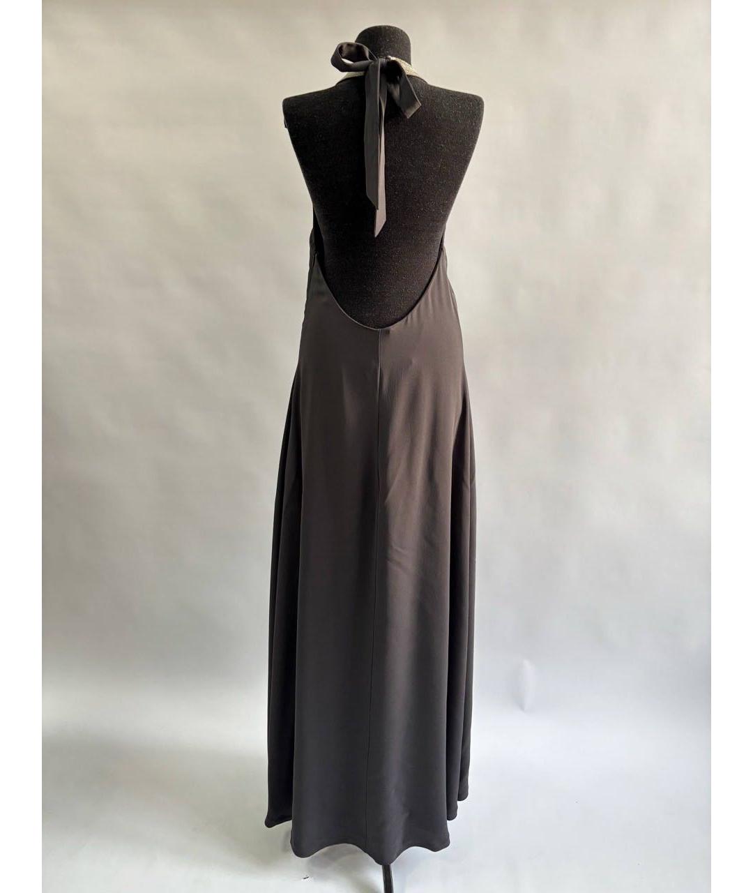 BRUNELLO CUCINELLI Антрацитовое шелковое повседневное платье, фото 8