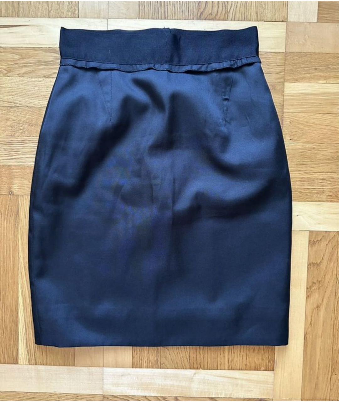 DOLCE&GABBANA Черная шелковая юбка мини, фото 6