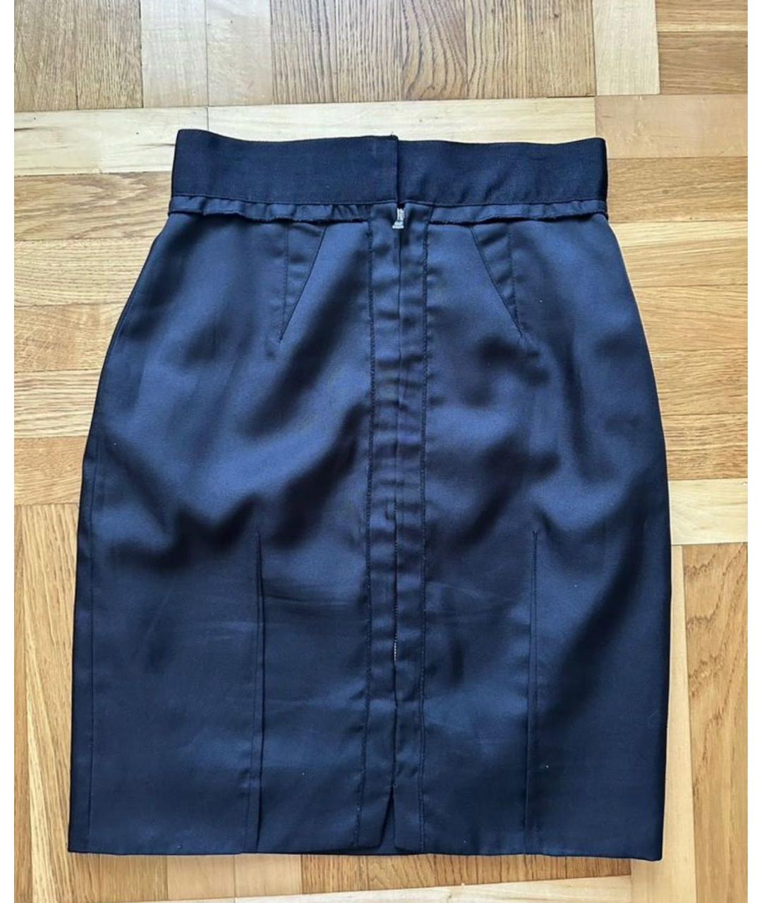 DOLCE&GABBANA Черная шелковая юбка мини, фото 2