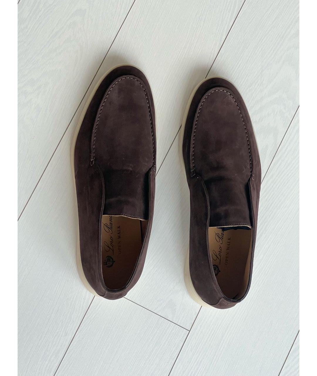 LORO PIANA Коричневые замшевые лоферы, фото 3