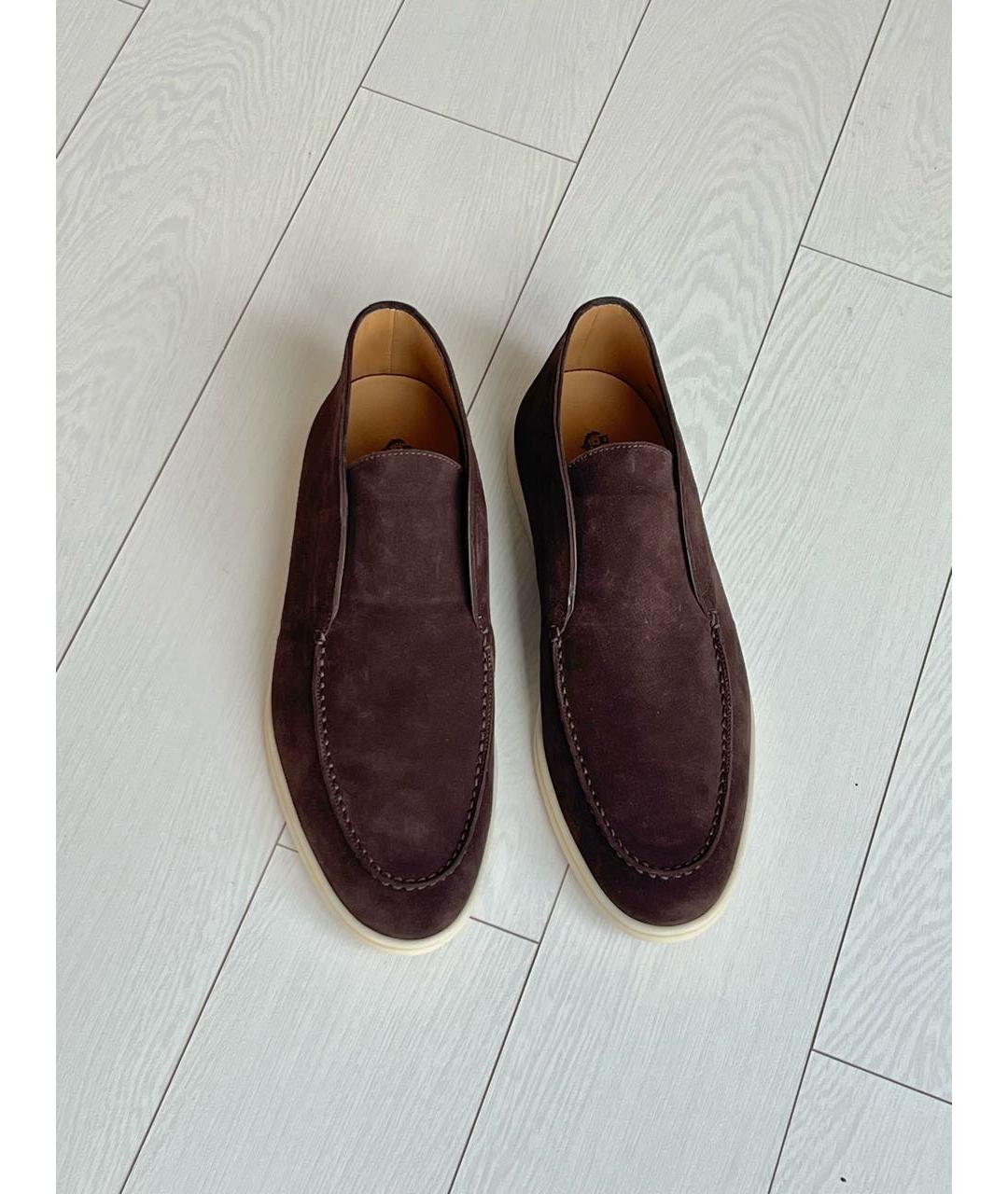 LORO PIANA Коричневые замшевые лоферы, фото 2