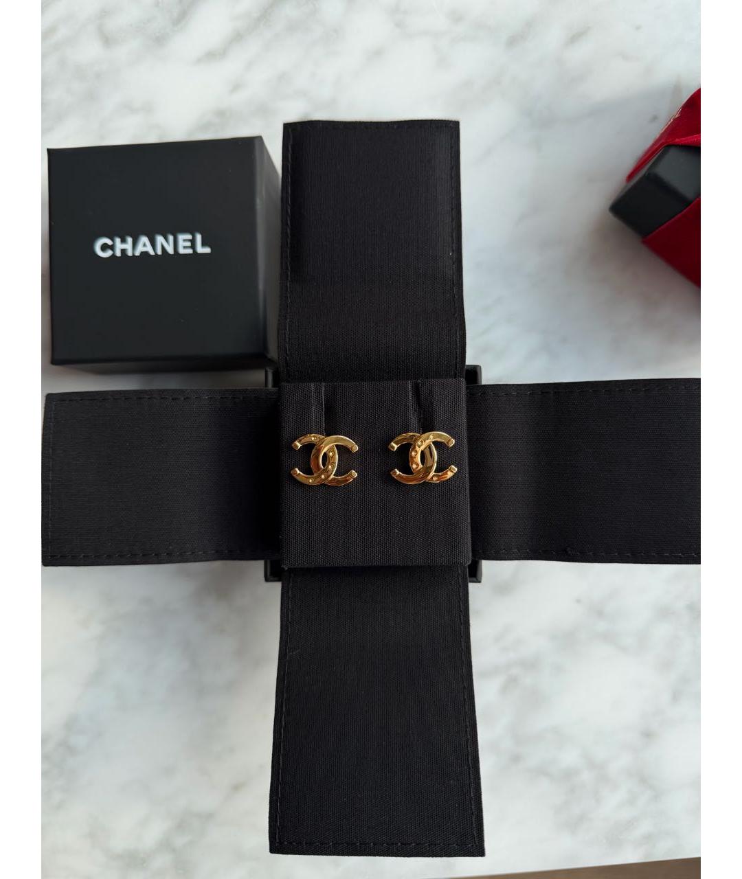 CHANEL Золотые металлические серьги, фото 3