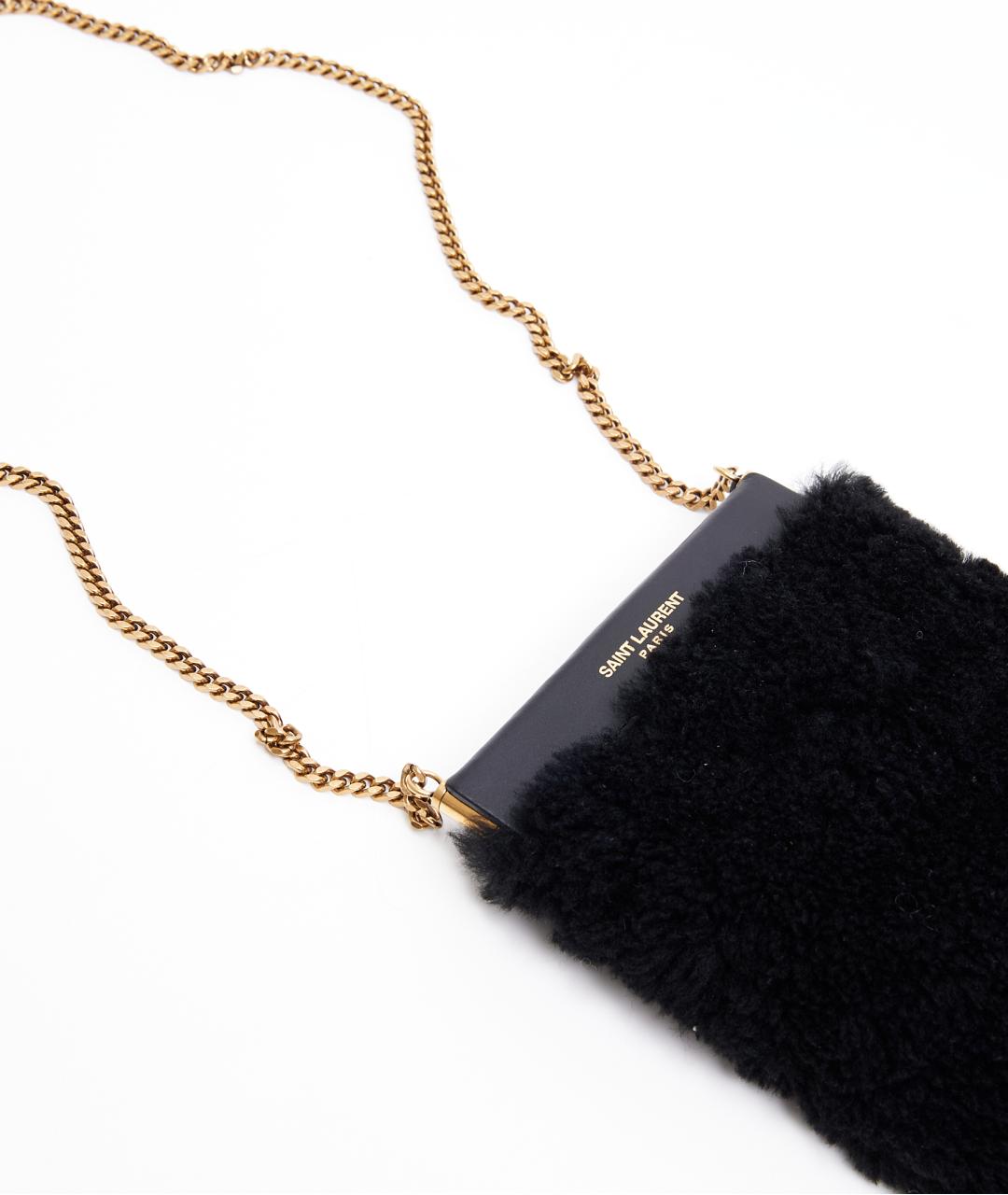 SAINT LAURENT Черная шерстяная сумка через плечо, фото 4