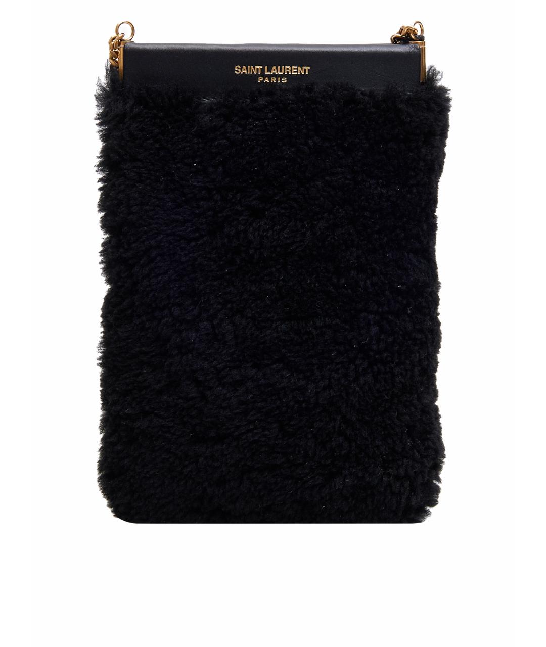 SAINT LAURENT Черная шерстяная сумка через плечо, фото 1