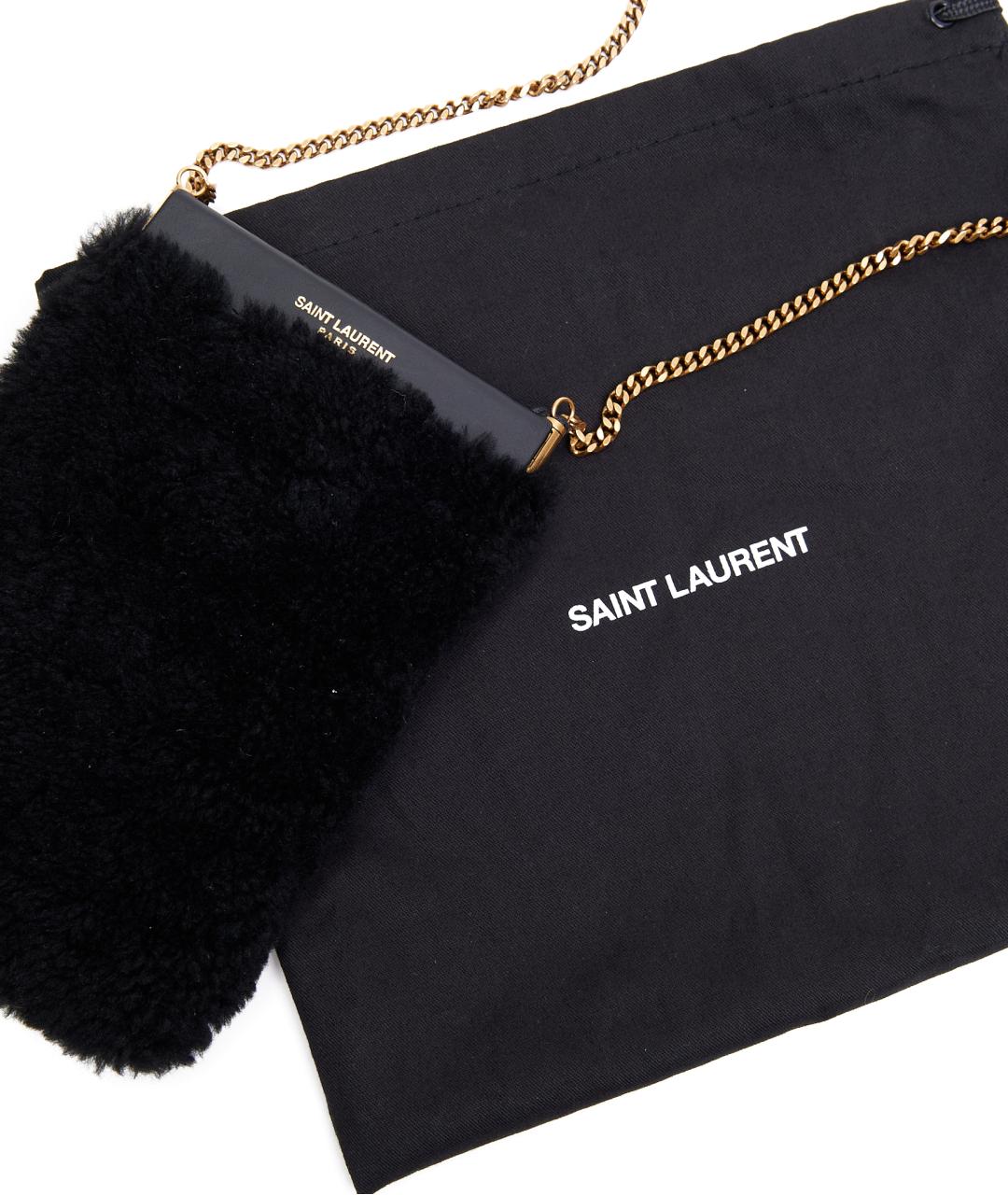 SAINT LAURENT Черная шерстяная сумка через плечо, фото 5