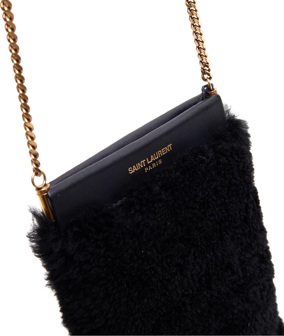 SAINT LAURENT Черная шерстяная сумка через плечо, фото 6