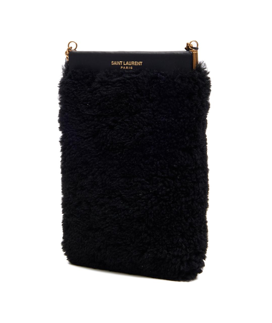 SAINT LAURENT Черная шерстяная сумка через плечо, фото 2