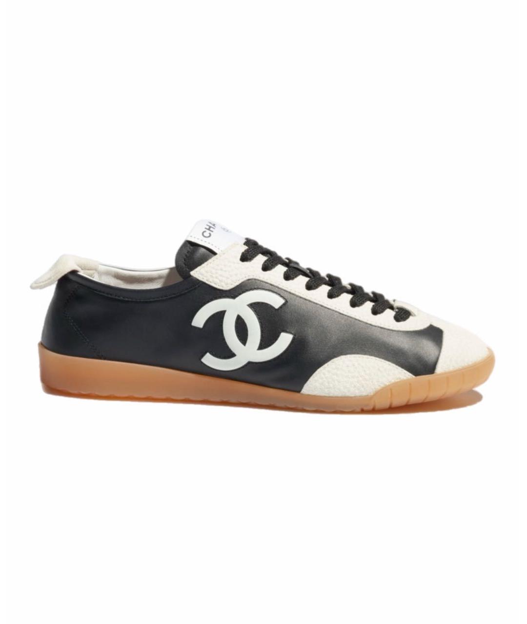 CHANEL Черные кожаные кроссовки, фото 3