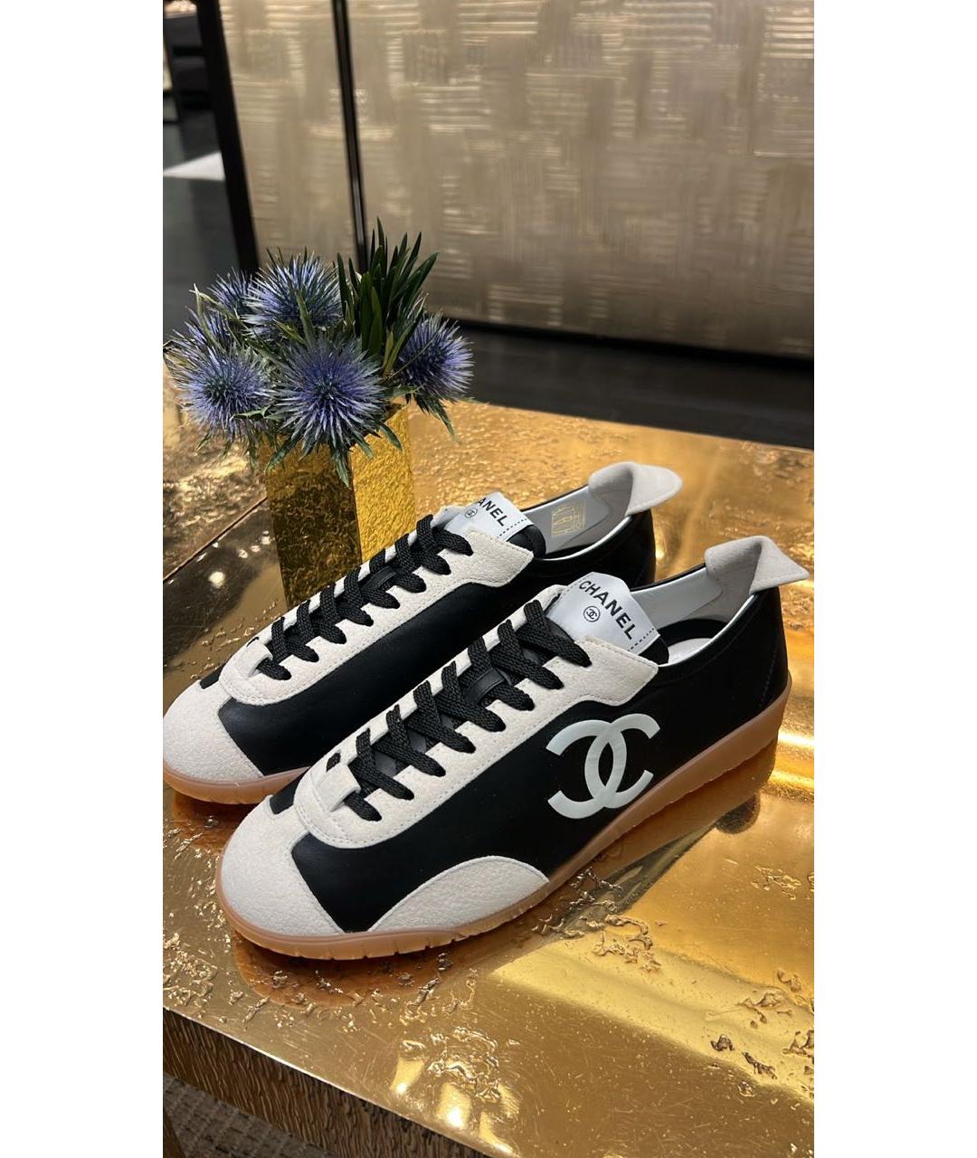 CHANEL Черные кожаные кроссовки, фото 2