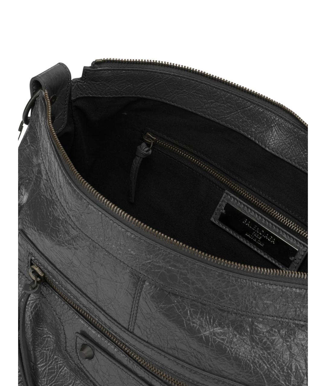 BALENCIAGA Антрацитовая кожаная сумка на плечо, фото 5