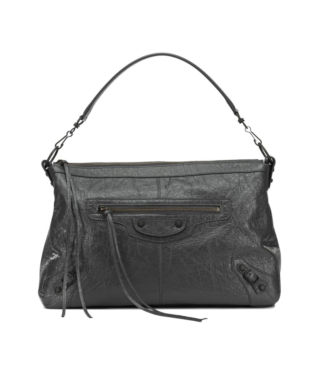 BALENCIAGA Антрацитовая кожаная сумка на плечо, фото 1