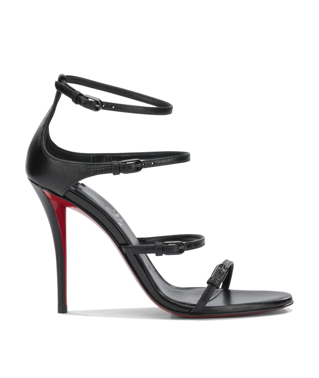CHRISTIAN LOUBOUTIN Черные кожаные босоножки, фото 1