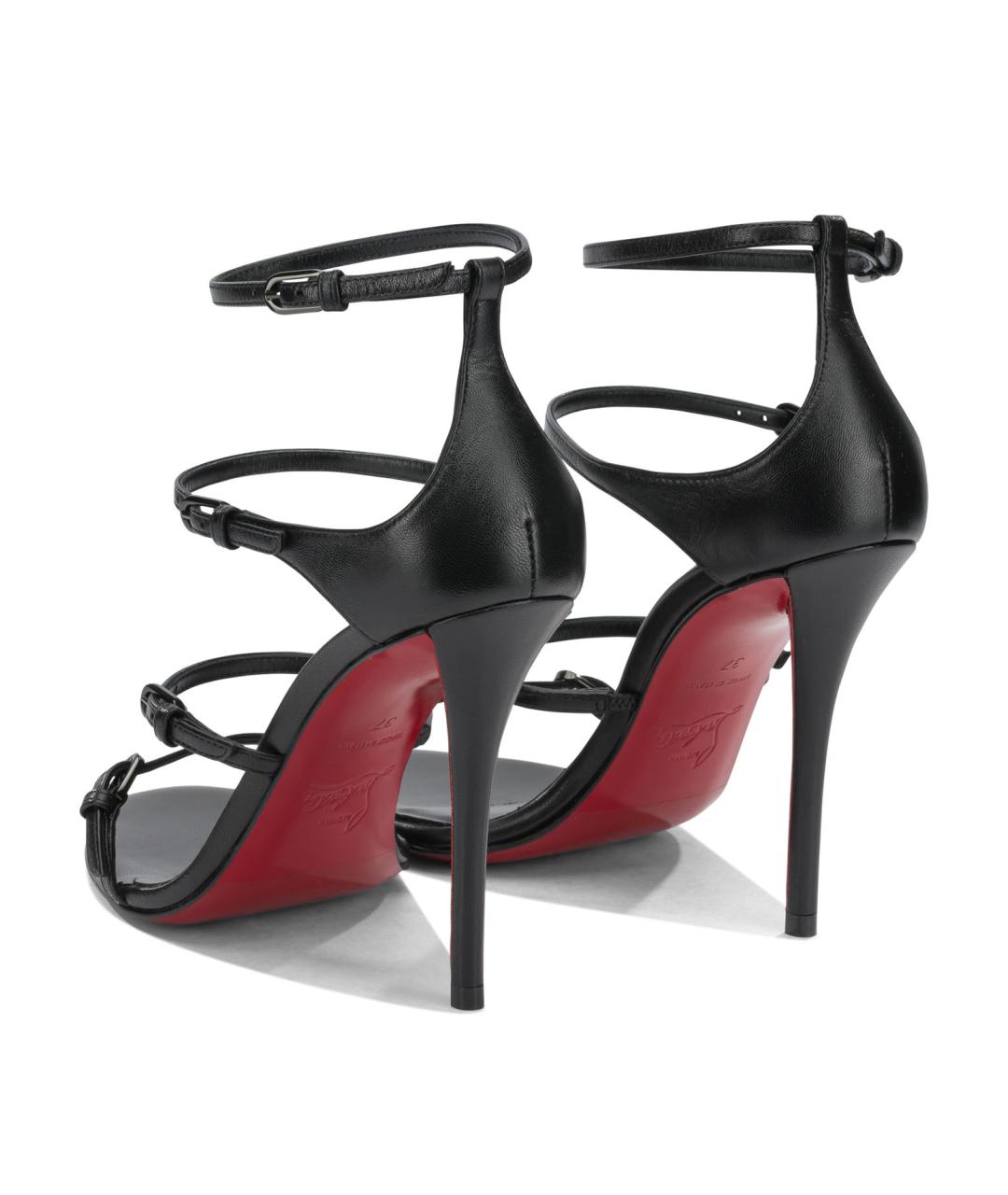 CHRISTIAN LOUBOUTIN Черные кожаные босоножки, фото 4