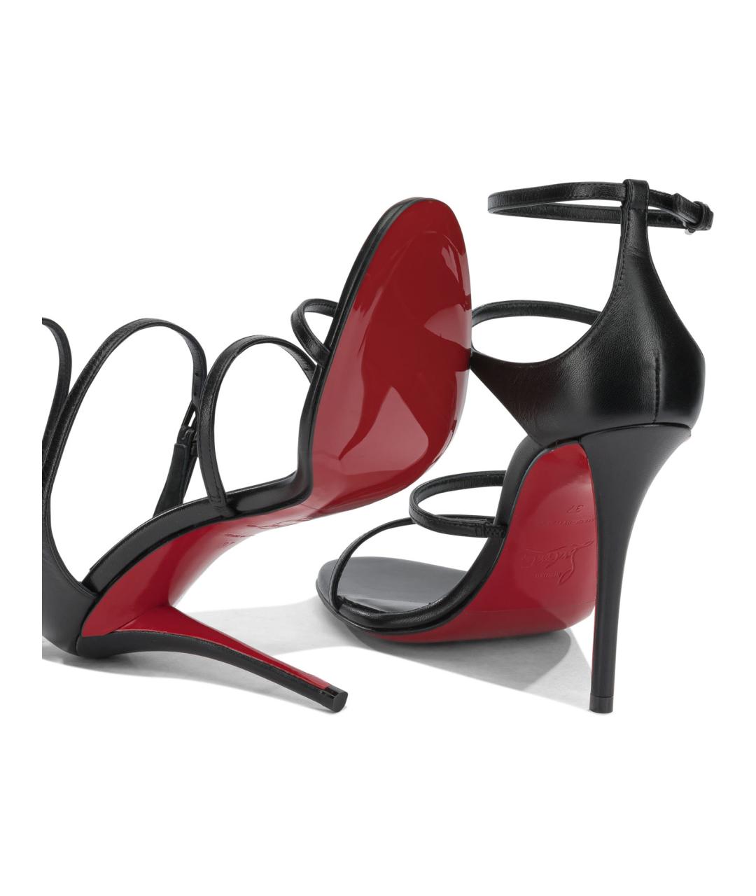 CHRISTIAN LOUBOUTIN Черные кожаные босоножки, фото 5