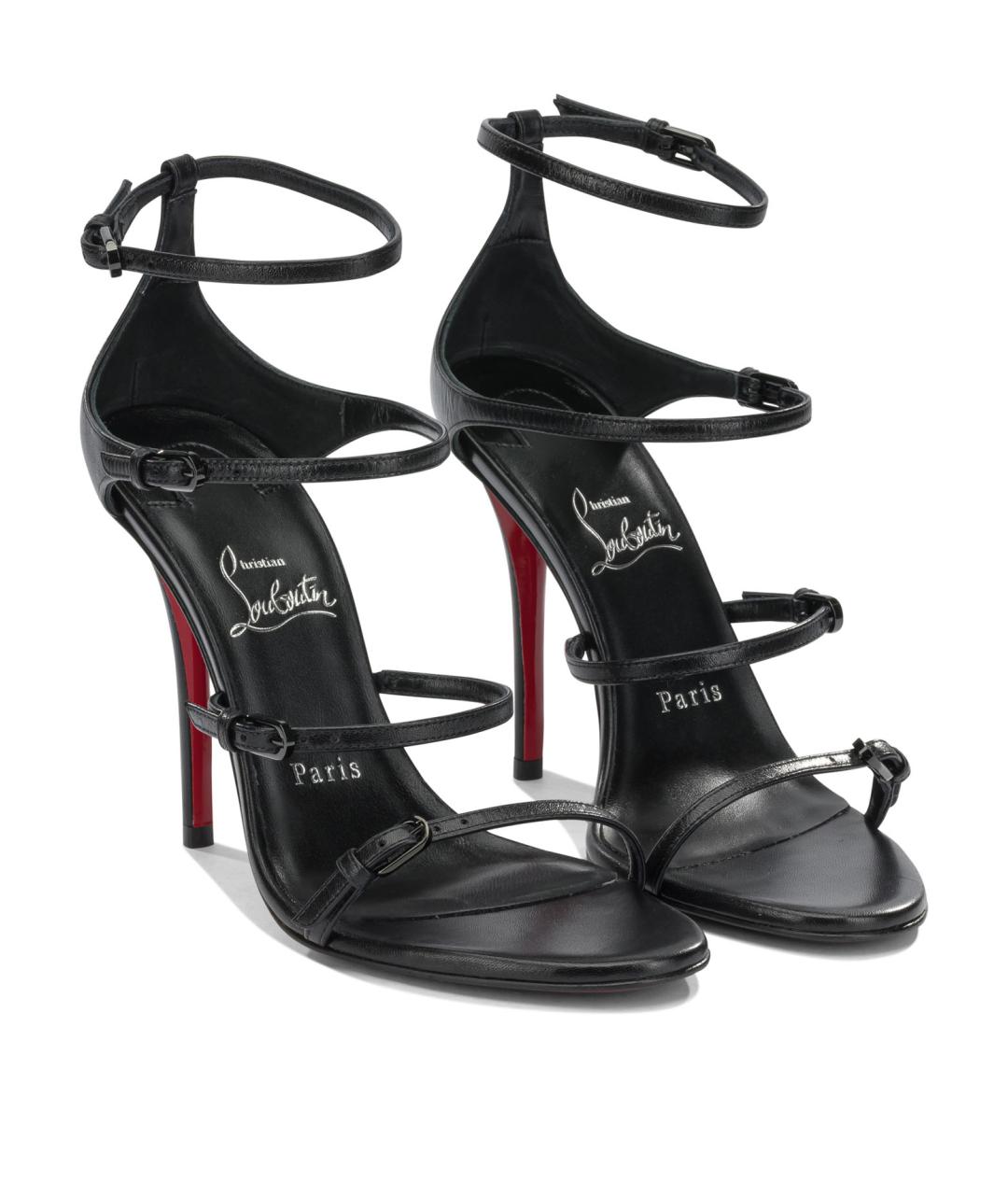 CHRISTIAN LOUBOUTIN Черные кожаные босоножки, фото 2