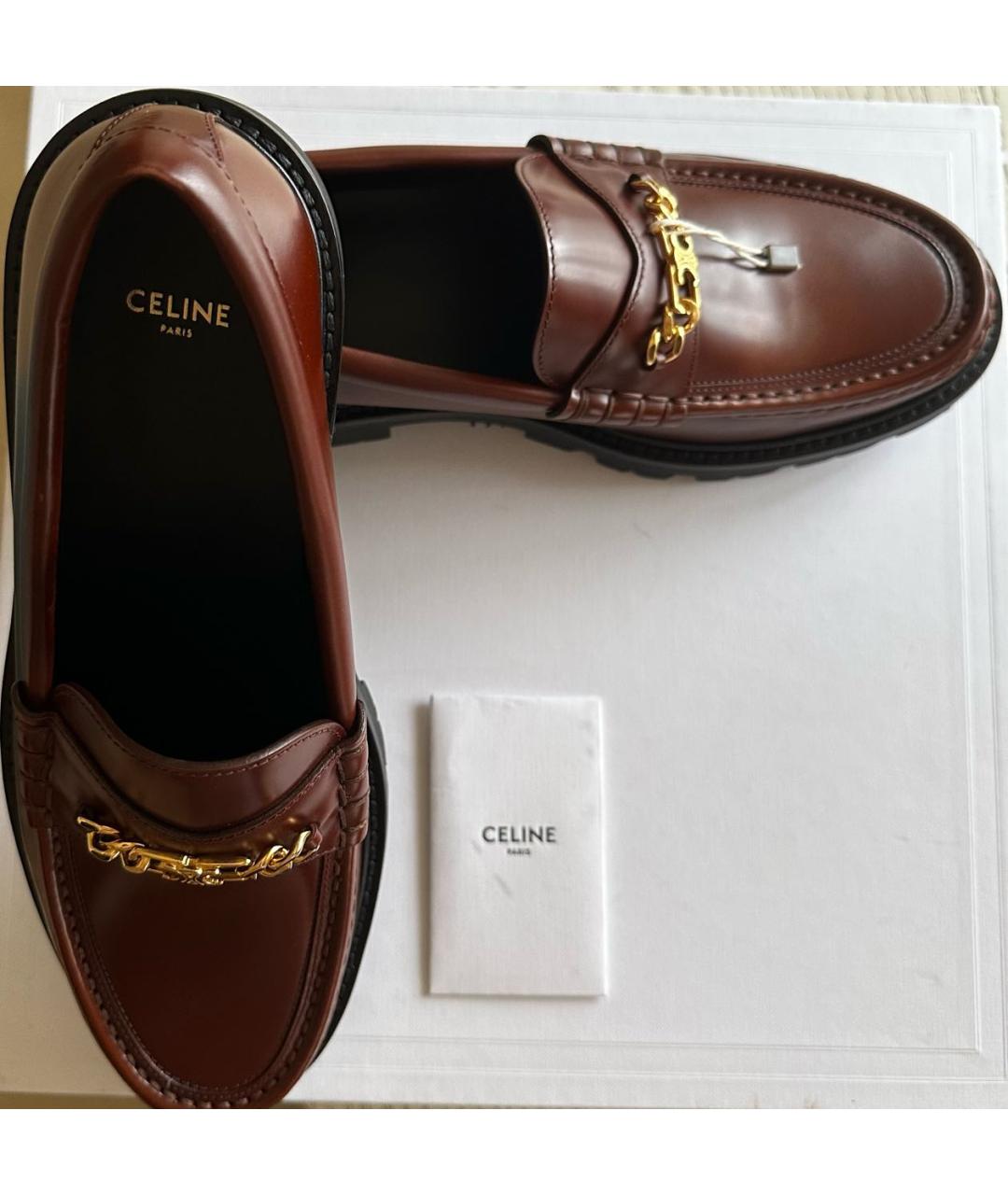 CELINE Коричневые кожаные лоферы, фото 3