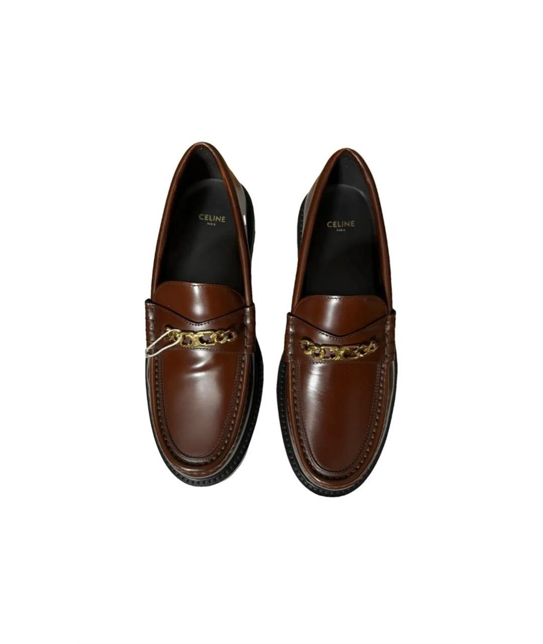 CELINE Коричневые кожаные лоферы, фото 2