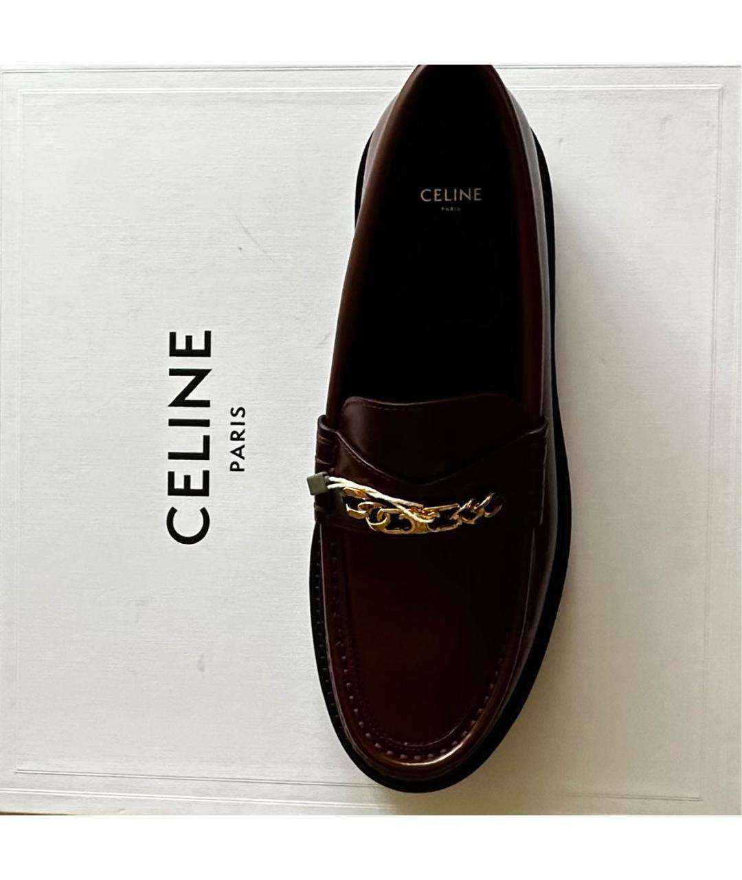 CELINE Коричневые кожаные лоферы, фото 4