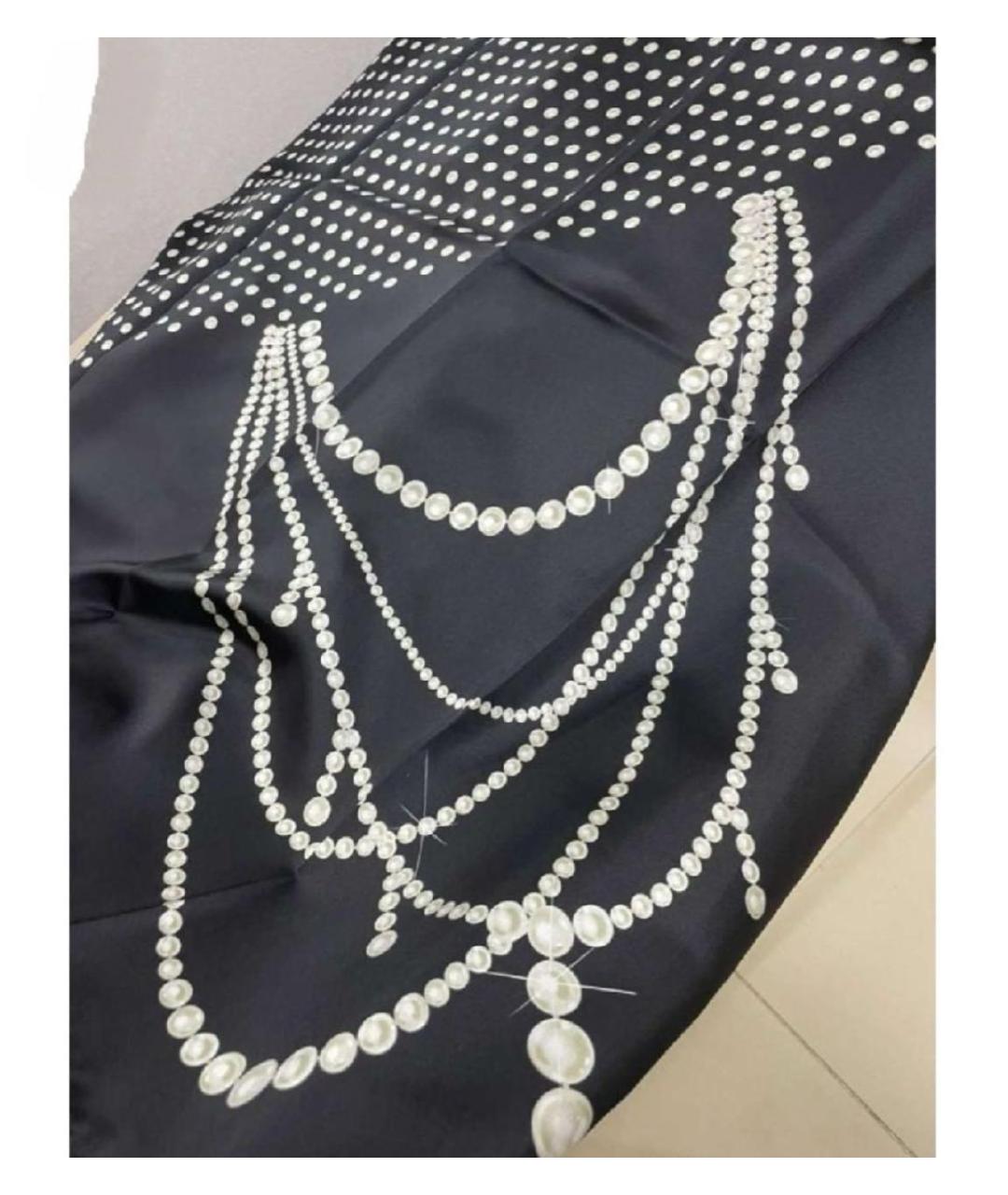 BOUTIQUE MOSCHINO Черный шелковый платок, фото 4