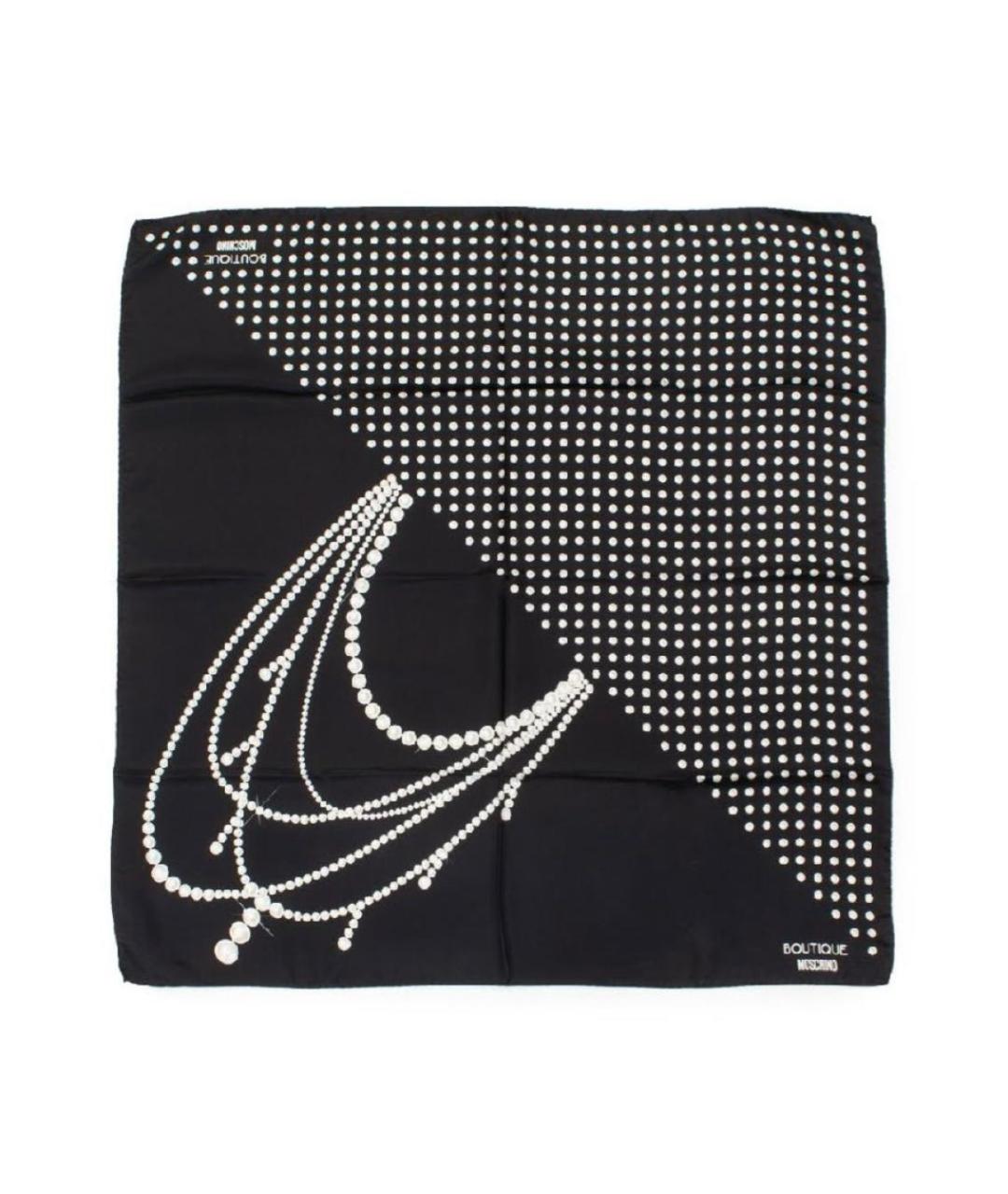 BOUTIQUE MOSCHINO Черный шелковый платок, фото 8